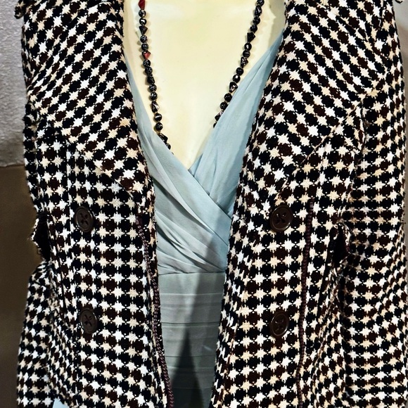 Paris Hilton Women's Houndstooth Jacket Medium Black Double-Breasted - Picture 3 of 15
